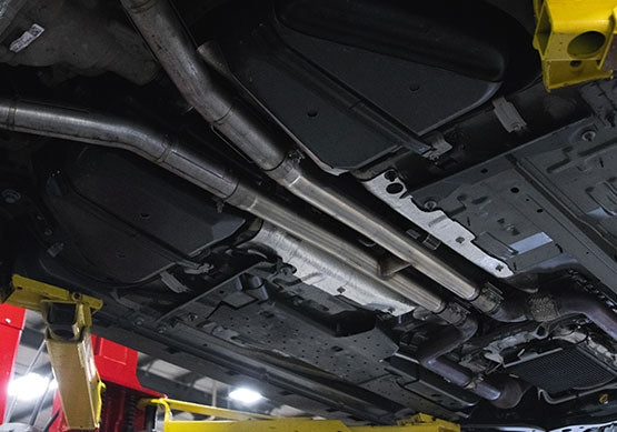 2015-2023 Mustang GT ROUSH Resonator Delete H-Pipe Installed