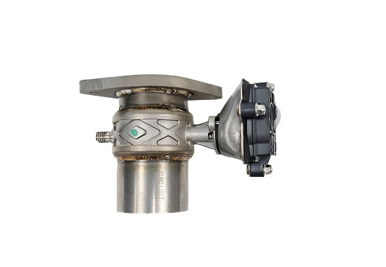 This industrial metal component, designed for the Ford F-150 5.0L V8, features a cylindrical base, a welded central chamber, and a mechanical attachment on the side—ideal for those considering an exhaust upgrade kit or exploring Roush F-150 active exhaust options.