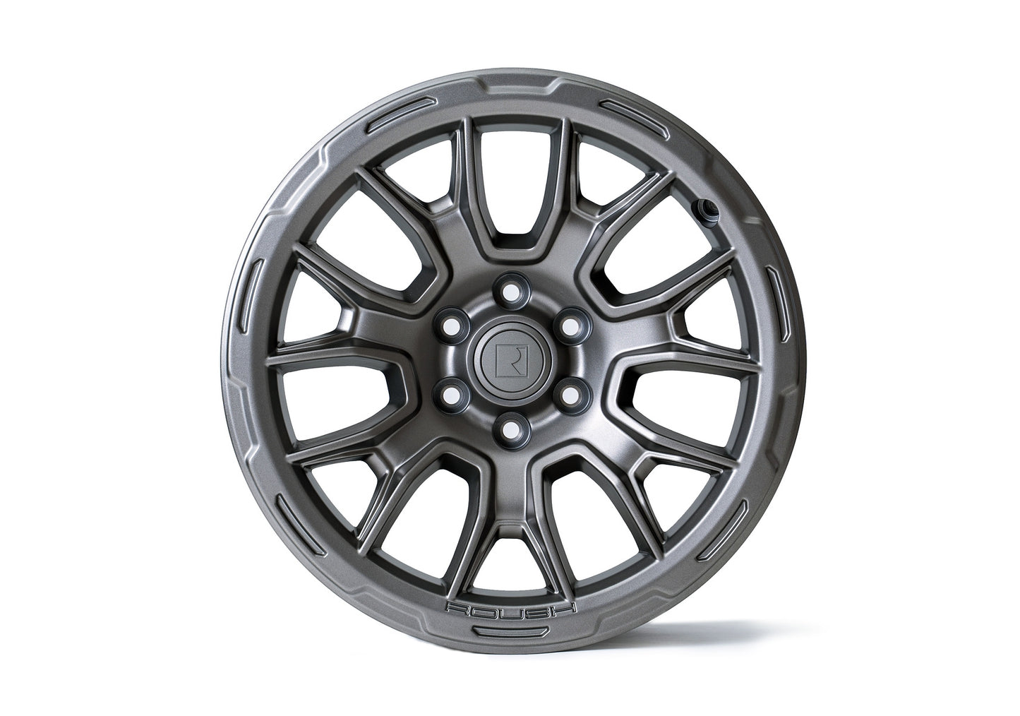2020-2024 Roush Bronco & Ranger 17-inch Iridium Grey Wheel with a detailed multi-spoke design, isolated on a white background, resembling the style of Ford Ranger Wheels.